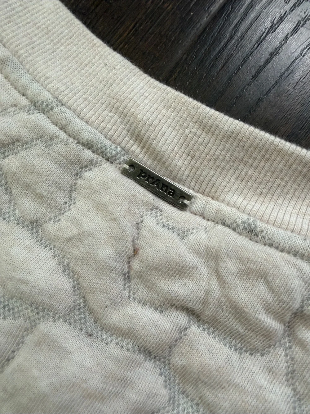 Prana Quilted Scoopneck Sweatshirt in Light Cream
